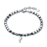 Bracciale in Acciaio ed Ematite con Cornetto