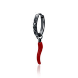 Orecchino a Cerchio con Cristalli e Charm Cornetto