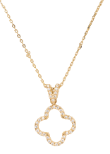 Collana con pendente quadrifoglio e cristalli
