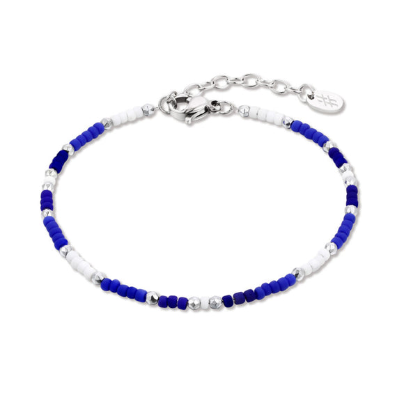 Bracciale Perline Bianche e Blu