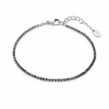 Bracciale Tennis Uomo Cristalli Neri Acciaio 2mm