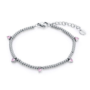 Bracciale Sfere Cuori Pendenti
