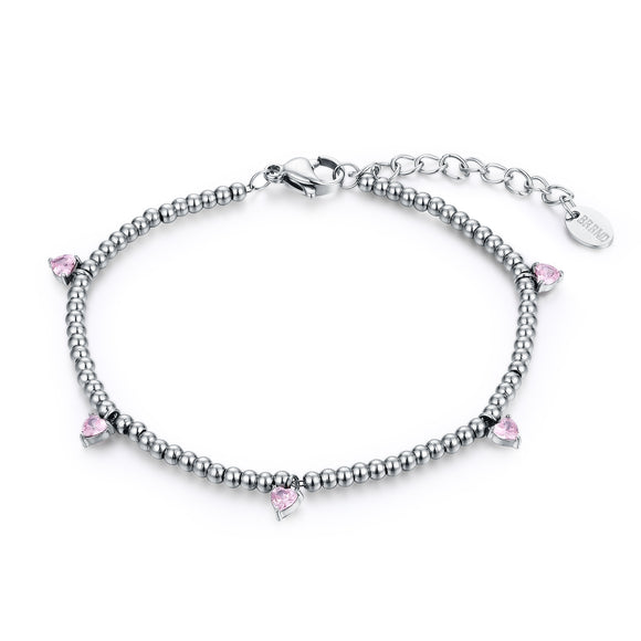Bracciale Sfere Cuori Pendenti