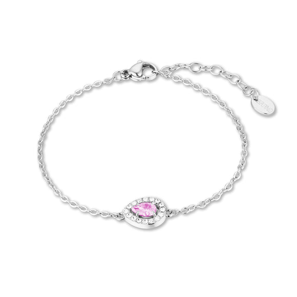 Bracciale Cristallo Goccia Rosa e cristallini