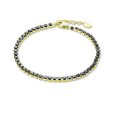 Bracciale Tennis Uomo Cristalli Neri Oro 3mm