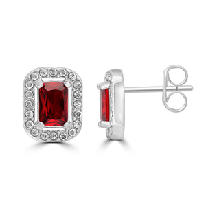 Orecchini Cristallo Rettangolare Rosso