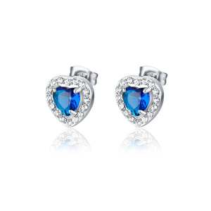 Orecchini a Lobo Cuori Blu Cristallo
