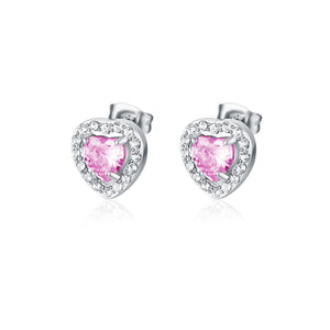 Orecchini a Lobo Cuori Rosa Cristallo