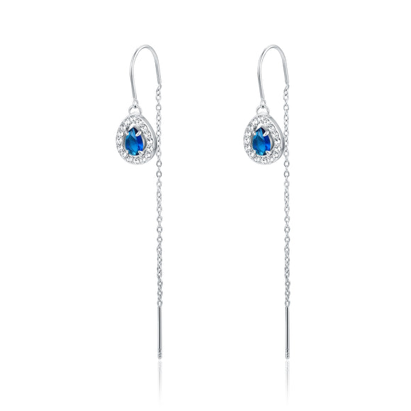 Orecchini Cristallo Gocce Blu Saliscendi