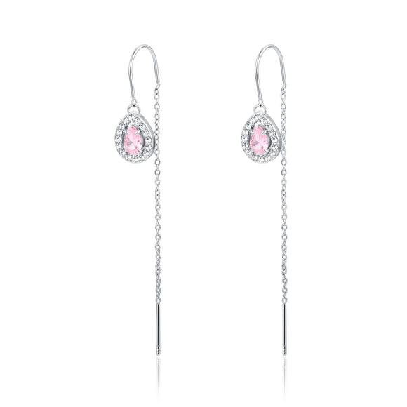 Orecchini Cristallo Gocce Rosa Saliscendi