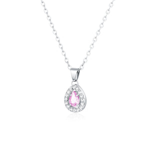 Collana Cristallo Goccia Rosa e cristallini