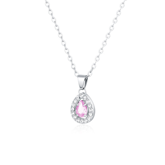 Collana Cristallo Goccia Rosa e cristallini