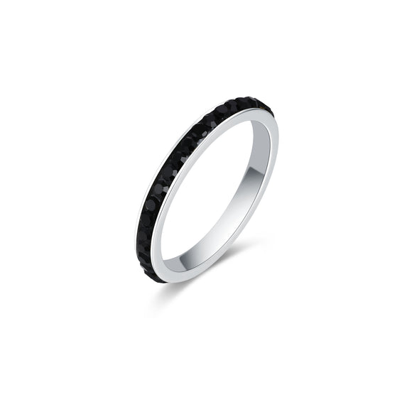 Anello Fedina Cristalli Nero