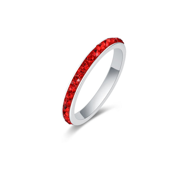 Anello Fedina Cristalli Rosso