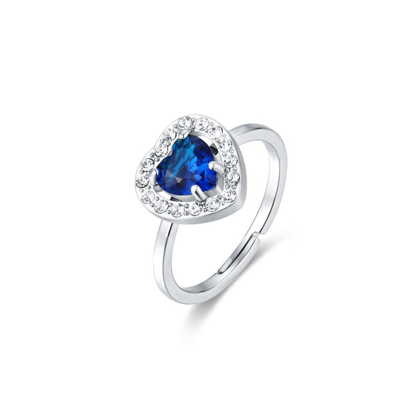 Anello modello a Cuore Blu e cristalli