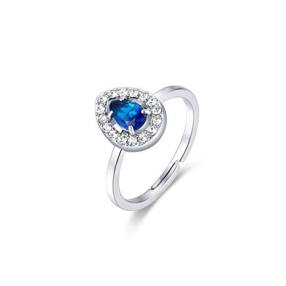 Anello modello a Goccia Blu e cristalli