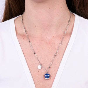 Collana in Acciaio con campanella pendente blu con scritta Capri