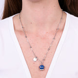 Collana in Acciaio con campanella pendente blu con scritta Capri