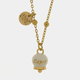 Collana in Acciaio con campanella pendente bianca e oro con scritta Capri
