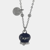 Collana in Acciaio con campanella blu con scritta Capri