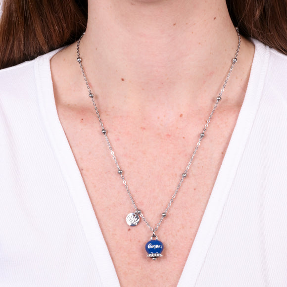 Collana in Acciaio con campanella blu con scritta Capri