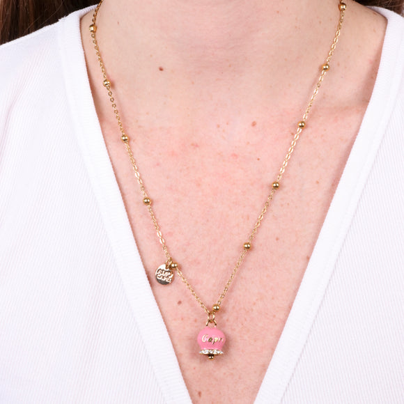 Collana in Acciaio con campanella rosa con scritta Capri