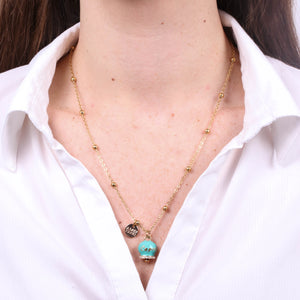 Collana in Acciaio con campanella verde con scritta Capri