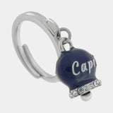 Anello in Acciaio con campanella blu con scritta Capri