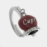 Anello in Acciaio con campanella borgogna con scritta Capri