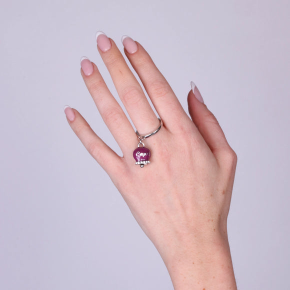 Anello in Acciaio con campanella borgogna con scritta Capri