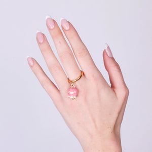 Anello in Acciaio con campanella rosa con scritta Capri