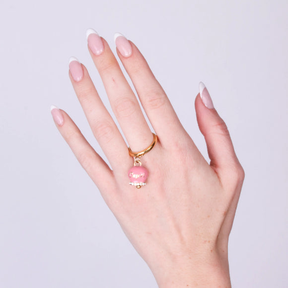 Anello in Acciaio con campanella rosa con scritta Capri