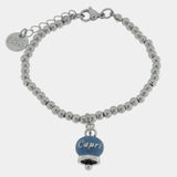 Bracciale in Acciaio con campanella pendente blu cobalto con scritta Capri