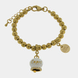 Bracciale in Acciaio con campanella bianca e oro con scritta Capri