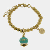 Bracciale in Acciaio con campanella verde con scritta Capri