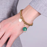 Bracciale in Acciaio con campanella verde con scritta Capri