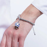 Bracciale in Acciaio campanella Capri con  strisce blu
