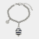 Bracciale in Acciaio campanella Capri con  strisce blu