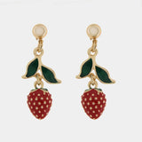 Orecchini in Metallo pendenti con fragole e foglie
