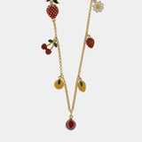 Collana in Metallo con charm a forma di limoni, ciliegie, fragole e margherite