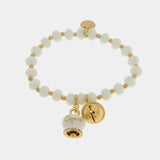 Bracciale in Metallo campanella bianca e piccolo sonaglio con pietre bianche