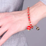 Bracciale con campanella Capri e zirconi oro e rossi