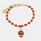 Bracciale con campanella Capri e zirconi oro e rossi