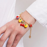 Bracciale in Metallo con charm a forma di limoni, ciliegie, fragole e margherite (Copia)