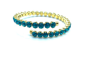 Bracciale Tennis a Molla con cristalli Turchese e oro
