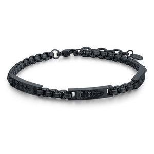 Bracciale Uomo con Cristalli Nero e Argento