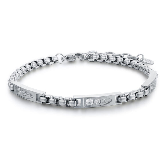 Bracciale Uomo con Cristalli Nero e Argento