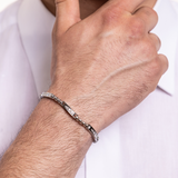 Bracciale Uomo con Cristalli Nero e Argento