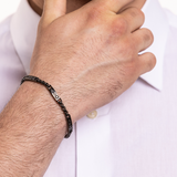 Bracciale Uomo con Cristalli Nero e Argento