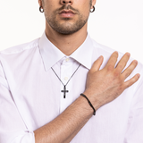 Bracciale Uomo con Cristalli Nero e Argento